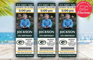 Printable Green Bay Packers Birthday Ticket With Photo Invitation Instant Download