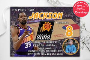 Phoenix Suns Birthday Invitation Template to Print at Home Instant Download