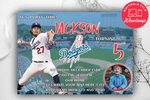 Los Angeles Dodgers Birthday Invitation Template to Print at Home Instant Download