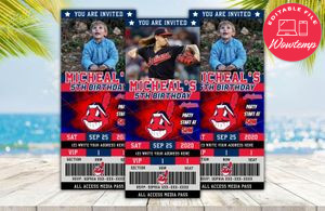 Editable Cleveland Indians Birthday Ticket Invite Instant Download