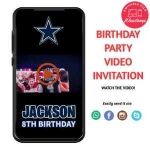 Dak Prescott Birthday Video Invitation Digital Template Customizable Instant Download