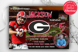 Georgia Bulldogs Birthday Invitation Template to Print at Home Instant Download