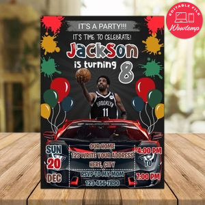 Kyrie Irving Brooklyn Nets Drive By Birthday Parade Invitation Printable Instant Download