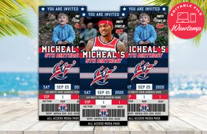 Editable Washington Wizards Birthday Ticket Invites Instant Download