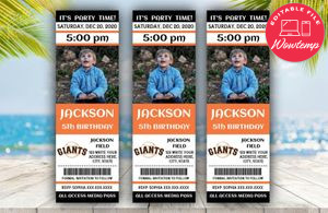 Printable San Francisco Giants Birthday Ticket With Photo Invitation Instant Download