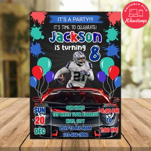 Ezekiel Elliott Dallas Cowboys Drive By Birthday Parade Invitation Printable Instant Download