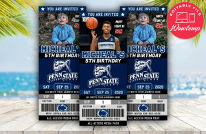 Editable Penn State Nittany Lion Birthday Ticket Invitations Instant Download