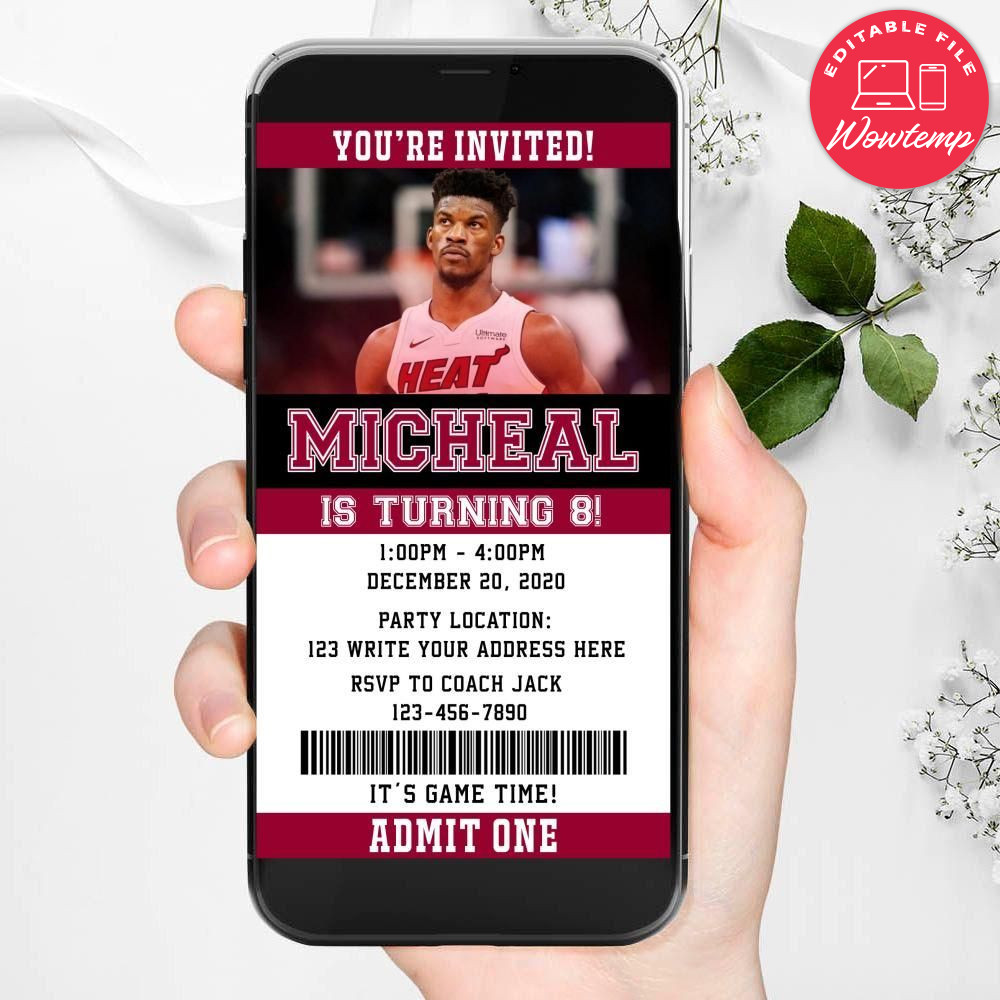 Electronic Miami Heat Ticket Electronic Invite Birthday Invitations Instant Download