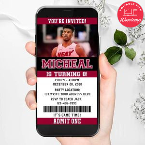 Electronic Miami Heat Ticket Electronic Invite Birthday Invitations Instant Download