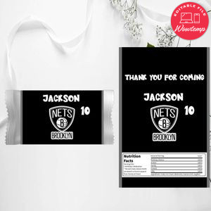 Brooklyn Nets Candy Bar Wrapper Digital File Printable Instant Download