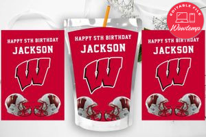 Wisconsin Badgers Birthday Capri Sun Juice Label Instant Download