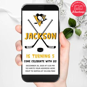Electronic Pittsburgh Penguins Electronic Invite Birthday Invitation Template Instant Download