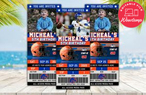 Editable Boise State Broncos Birthday Ticket Invitations Instant Download