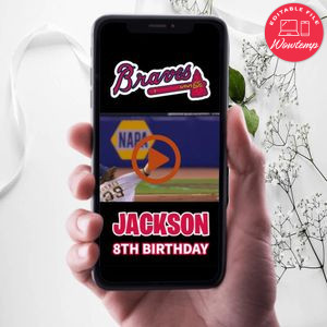 Atlanta Braves Birthday Video Invitation Digital Template Customizable Instant Download