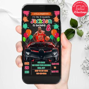 Mobile Michael Jordan Drive By Birthday Parade Electronic Invite Invitation Template Instant Download
