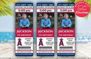 Printable Los Angeles Angels Birthday Ticket With Photo Invitation Instant Download