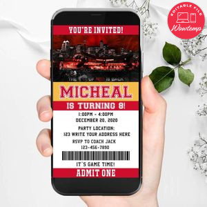 Electronic Calgary Flames Birthday Invitation Instant Download