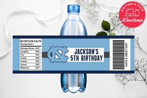 Printable North Carolina Tar heels Water Bottle Labels Instant Download