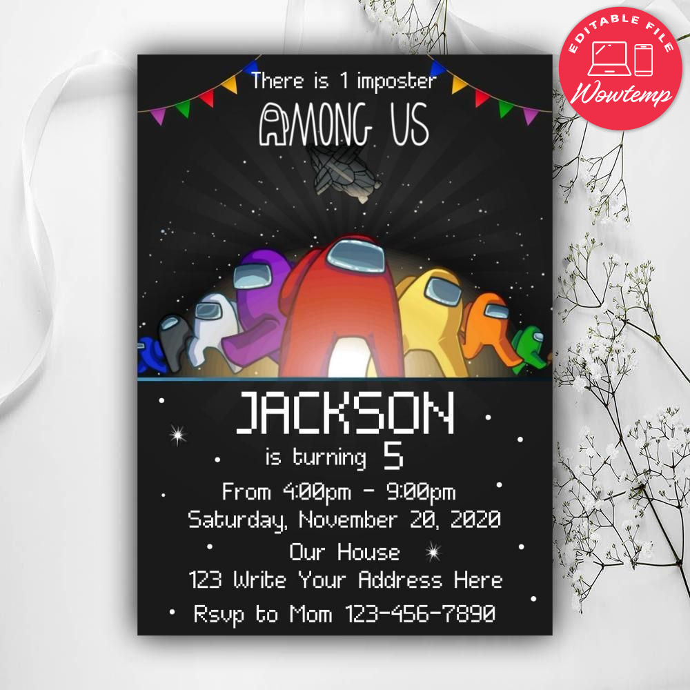 Printable Among Us Birthday Flyer Instant Download