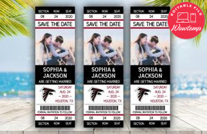 Editable Atlanta Falcons Save The Date Wedding Engagement Announcement Ticket Invitation Instant Download