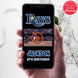 Tampa Bay Rays Birthday Video Invitation Digital Template Customizable Instant Download