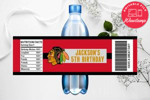 Printable Chicago Blackhawks Water Bottle Labels Instant Download