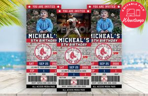 Boston Red Sox Ticket Birthday Editable Templates Instant Download