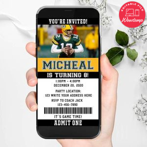 Electronic Green Bay Packers Electronic Invite Birthday Invitations Instant Download
