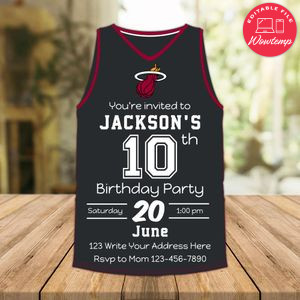 Miami Heat Jersey Birthday Flyer Instant Download