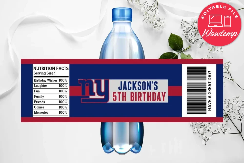 Giants Printable Water Bottle