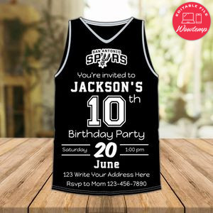 San Antonio Spurs Jersey Birthday Flyer Instant Download