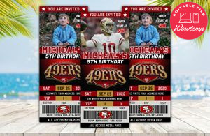 Editable San Francisco 49ers Birthday Ticket Invite DIY