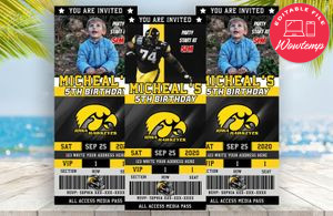 Editable Iowa Hawkeyes Birthday Ticket Invite Instant Download