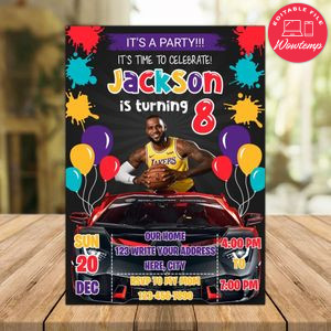 Lebron James Drive By Birthday Parade Invitation Printable Instant Download