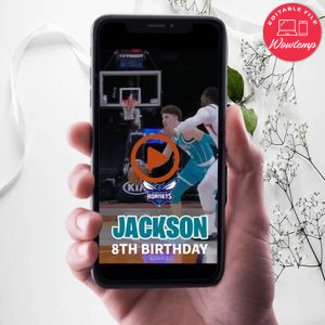 Charlotte Hornets Birthday Video Invitation Digital Template Customizable Instant Download
