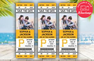 Editable Pittsburgh Pirates Save The Date Wedding Engagement Announcement Ticket Invitation Instant Download