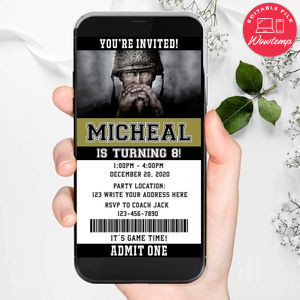 Electronic Call Of Duty Ticket Electronic Invite Birthday Invites Instant Download