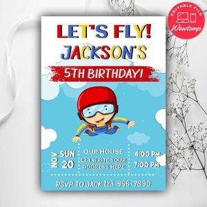 iFly Birthday Invitation Instant Download
