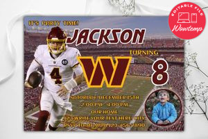 Washington Commanders Birthday Invitation Template to Print at Home Instant Download