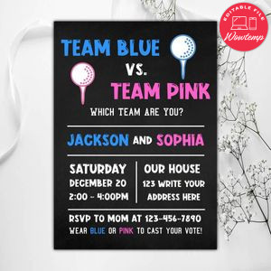 Golf Team Pink Or Team Blue Invitation Instant Download