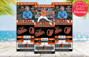 Baltimore Orioles Ticket Birthday Editable Templates Instant Download
