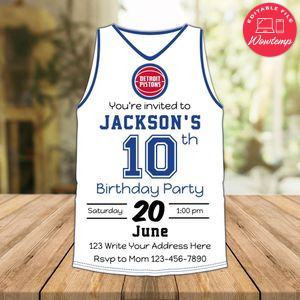 Detroit Pistons Jersey Birthday Flyer Instant Download