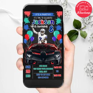 Mobile Trevon Diggs Dallas Cowboys Drive By Birthday Parade Electronic Invite Invitation Template Instant Download