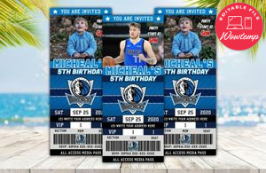 Editable Dallas Mavericks Birthday Ticket Invitations Instant Download