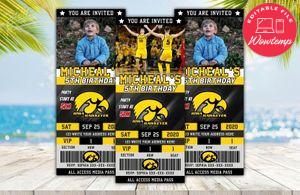 Editable Iowa Hawkeyes Basketball Birthday Ticket Invitations Instant Download