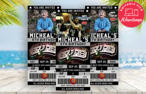 Editable San Antonio Spurs Birthday Ticket Invitation Instant Download