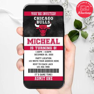 Electronic Chicago Bulls Ticket Electronic Invite Birthday Invites Instant Download