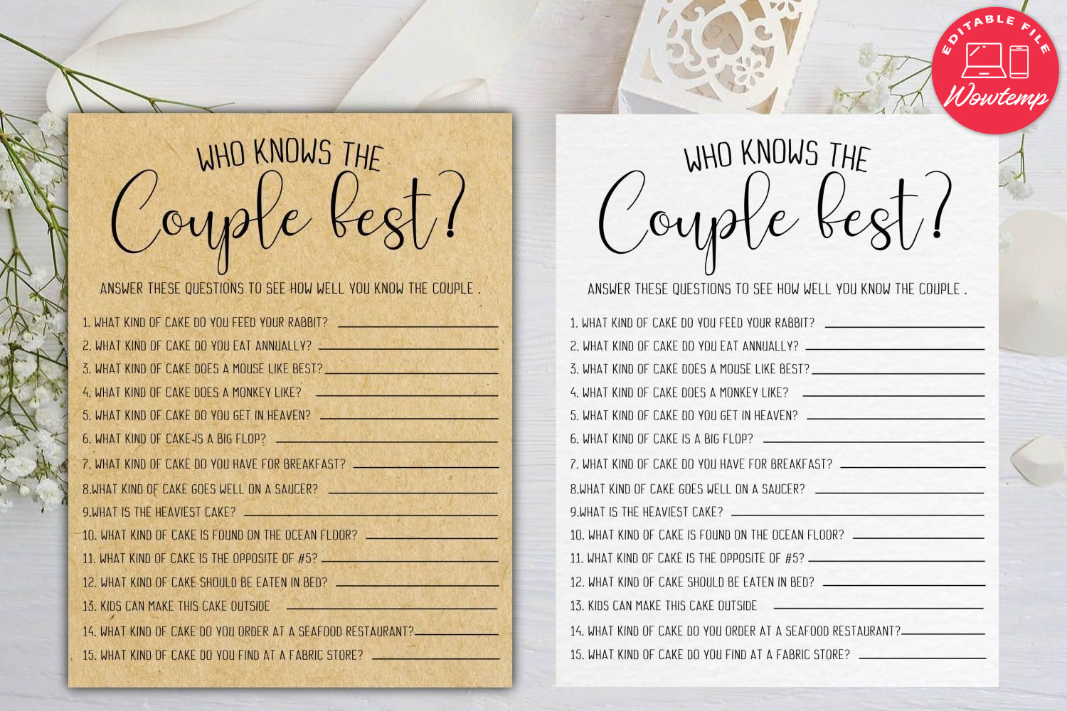 Editable Who Knows The Couple Best Bridal Shower Games DIY Wowtemp