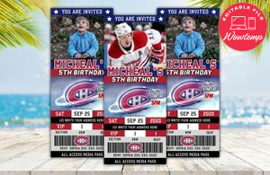 Editable Montreal Canadiens Birthday Ticket Invites Instant Download