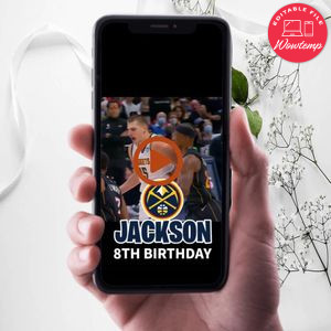 Denver Nuggets Birthday Video Invitation Digital Template Customizable Instant Download